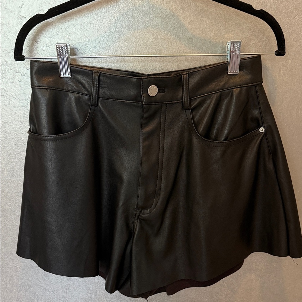 WeWoreWhat Black High-Rise Faux Leather Shorts